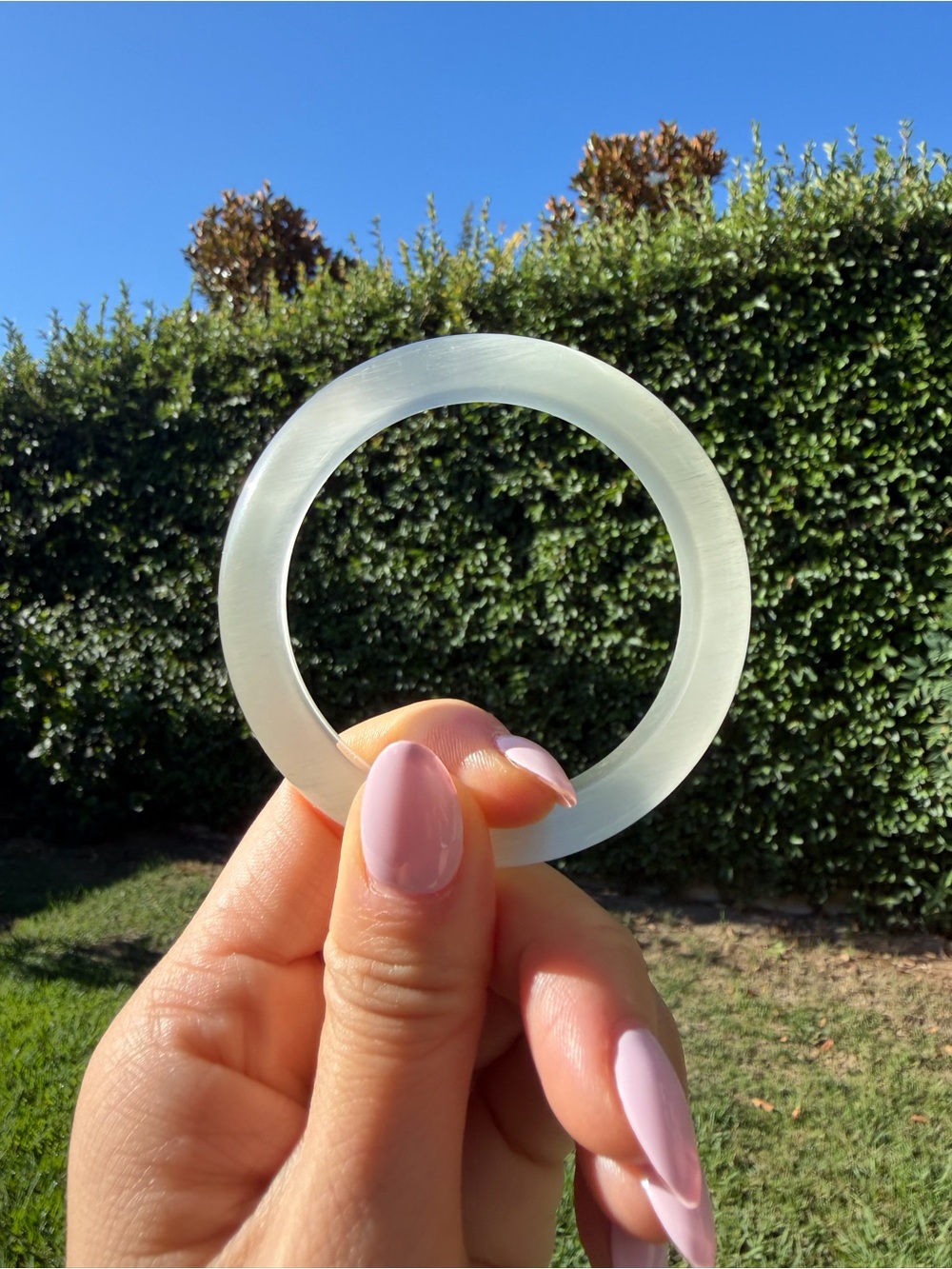Translucent White natural agate Bangle Bracelet - Women Jewelry